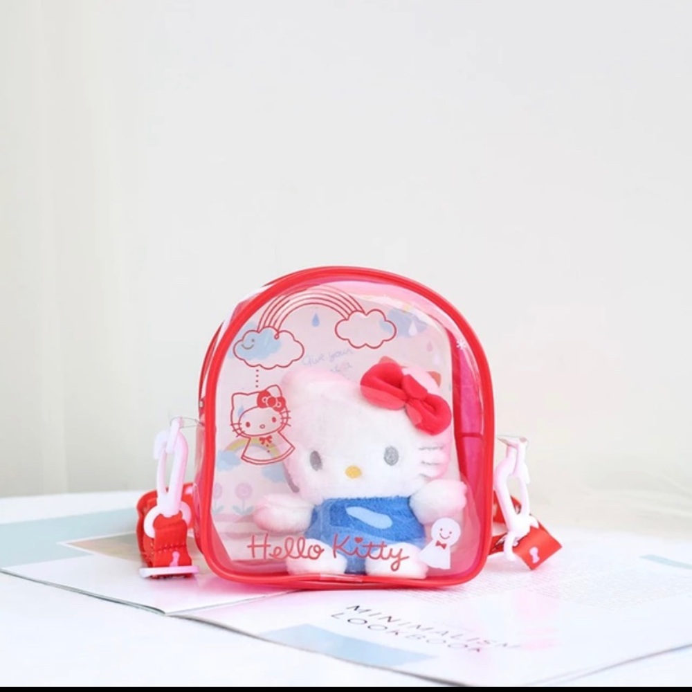 Hello kitty clear bag with plushie inside